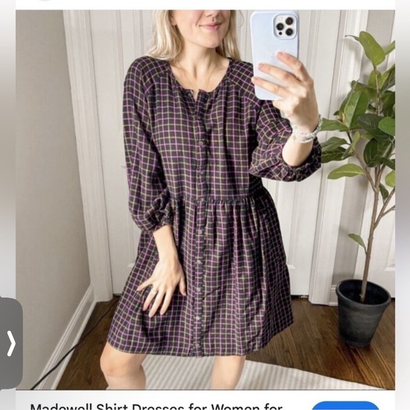 Madewell plaid flannel raglan babydoll dress half sleeve size 2 - Picture 2 of 13